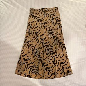 Madewell Silk Midi Slip Skirt in Tiger Stripe